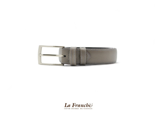 La Franche – FORMAL BELTS  เข็มขัดหนังวัวแท้ สีเทา พร้อมหัวเข็มขัด #2W0027