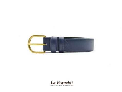 La Franche – FORMAL BELTS  เข็มขัดหนังวัวแท้ สีน้ำเงิน พร้อมหัวเข็มขัด #2W0028
