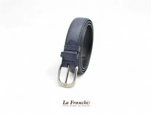 La Franche – FORMAL BELTS  เข็มขัดหนังวัวแท้ สีน้ำเงิน พร้อมหัวเข็มขัด #2W0012
