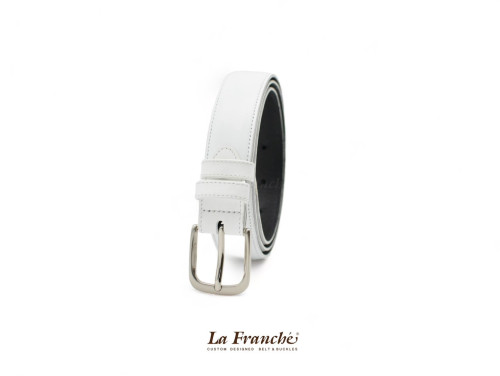 La Franche – FORMAL BELTS  เข็มขัดหนังวัวแท้ สีขาว พร้อมหัวเข็มขัด #2W0023