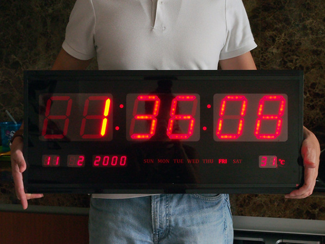 Red LED Calendar Wall Clock HT6830 2