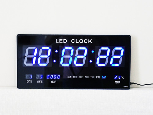 นาฬิกาแขวนผนังระบบ LED (Blue LED Calendar Wall Clock JH4622B)