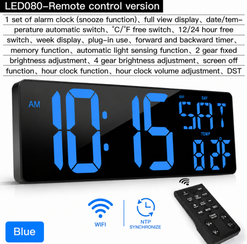 Landex LD-080 Multifunctional LED Clock (สีฟ้า)