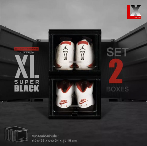 (Set 2)กล่องรองเท้า รุ่น XL Black แบรนด์ Sneakerpro สามารถใส่รองเท้าหุ้มข้อ Air Jordan 12US ได้