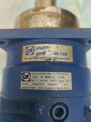 WITTENSTEIN ALPHA PLANETARY TRANSMISSION MODEL: SP 100-MF1-10-151-000 ...