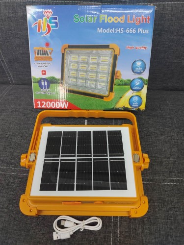 สปอร์ตไลท์แบบพกพา SOLAR FLOOD LIGHT MODEL: HS-666 PLUS 4IN1 12000W ราคา 800 บาท