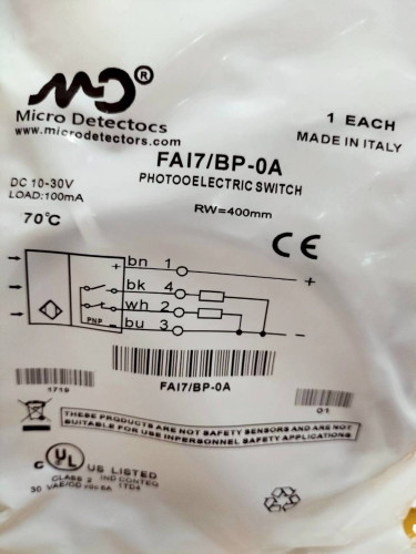 MICRO DETECTOCS PHOTOELECTRIC SWITCH MODEL: FAI7/BP-0A DC10-30V 100MA ราคา 1,000.00 บาท