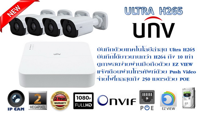 กล้องวงจรปิด Ultra H265 Uniview IP Camera NVR301 -04B-P4  รับประกัน 2ปี