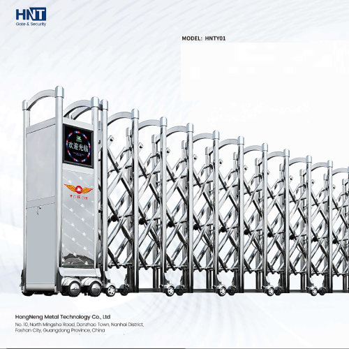 Folding Gate รุ่น HNTY-01 ชุดมอเตอร์ขับเคลื่อนสามารถเพิ่มความยาวของรั้วได้ตามต้องการสูงสุด 25 เมตร