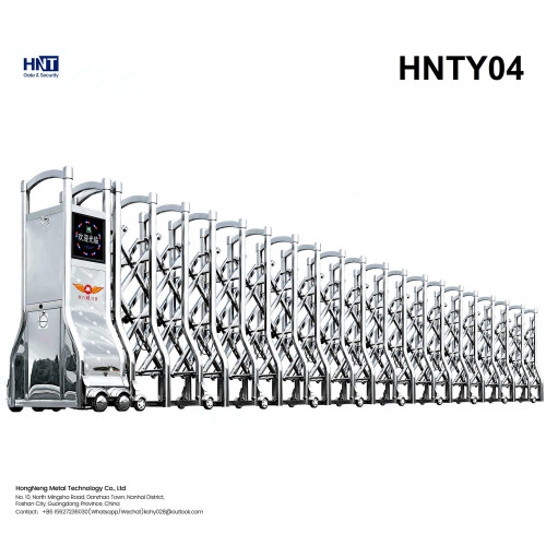 Folding Gate รุ่น HNTY-04 ชุดมอเตอร์ขับเคลื่อน  สามารถเพิ่มความยาวของรั้ว 304 stainlessได้ตามต้องการ