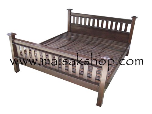 เฟอร์นิเจอร์ไม้(Furniture) เตียง,เตียงไม้, เตียงไม้สัก,เตียงนอนไม้สักแบบส่วนหัวและส่วนท้ายเป็นไม้ซี่
