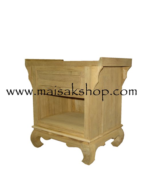 เฟอร์นิเจอร์ไม้สัก (Furniture) ตู้หัวเตียงไม้สักหรือตู้ข้างเตียงไม้สักแบบไทยโบราณขาคู้
