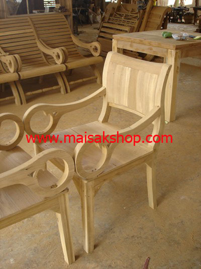 เฟอร์นิเจอร์ ไม้สัก (Furniture)   เก้าอี้,เก้าอี้ไม้, เก้าอี้ไม้สัก แบบหลุยส์001