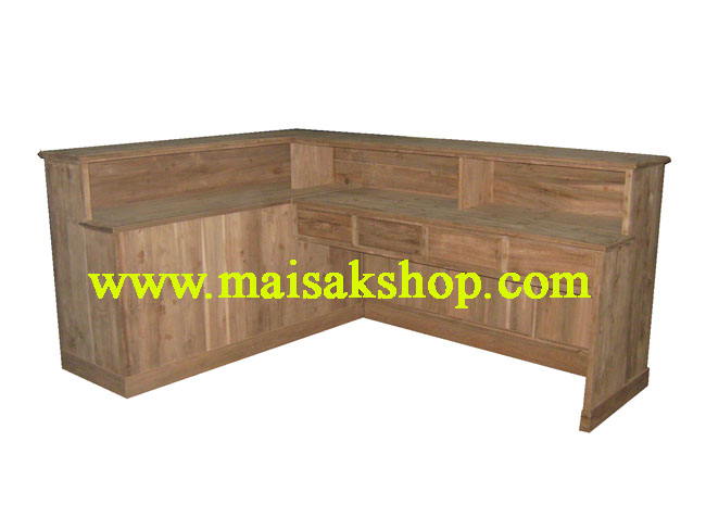 เฟอร์นิเจอร์ไม้สัก(Furniture) เคาว์เตอร์บาร์หล้าไม้สัก แบบตัว L 1