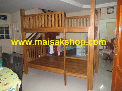 เฟอร์นิเจอร์ไม้สัก(Furniture)เตียง,เตียงไม้,เตียงไม้สัก,เตียงนอนไม้สัก แบบ 2 ชั้น