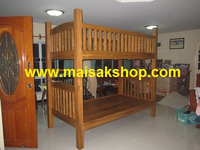 เฟอร์นิเจอร์ไม้สัก(Furniture)เตียง,เตียงไม้,เตียงไม้สัก,เตียงนอนไม้สัก แบบ 2 ชั้น 1