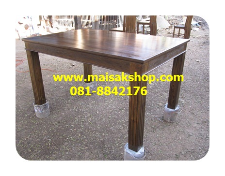 เฟอร์นิเจอร์ไม้สัก(Furniture)  ชุดโต๊ะรับประทานอาหารขาตรง แบบสีเสี้ยนดำ 2