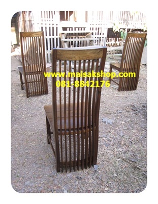 เฟอร์นิเจอร์ไม้สัก(Furniture)  ชุดโต๊ะรับประทานอาหารขาตรง แบบสีเสี้ยนดำ 1