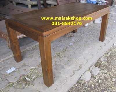 เฟอร์นิเจอร์ไม้สัก(Furniture)  ชุดโต๊ะรับประทานอาหารขาตรง แบบสีโอีคอ่อน 1