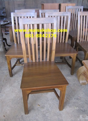 เฟอร์นิเจอร์ไม้สัก(Furniture)  ชุดโต๊ะรับประทานอาหารขาตรง แบบสีโอีคอ่อน 2