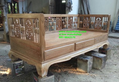 เฟอร์นิเจอร์ไม้สัก (Furniture) ชุดรับแขกไม้,ชุดรับแขกไม้สัก แบบขาคู้ลายฉลุ 1