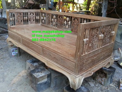 เฟอร์นิเจอร์ไม้สัก (Furniture) ชุดรับแขกไม้,ชุดรับแขกไม้สัก แบบขาคู้ลายฉลุ 2
