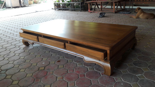 เตียงนอนไม้สักตั่งขาคู้ไม้สัก 1