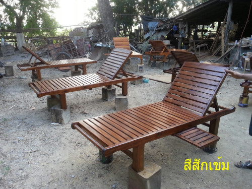 เตียงสนามไม้สัก เตียงสระน้ำไม้สัก(ผลิตจากไม้สักเก่า)