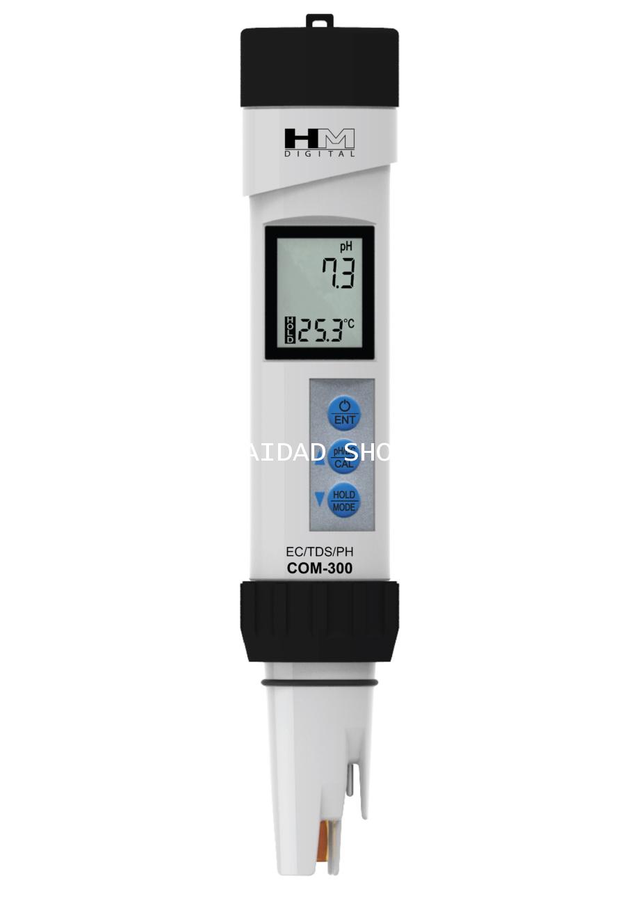 เครื่องวัด EC, pH, อุณหภูมิ แบบ 3in1 ใช้ปลูกผักไฮโดรโปนิกส์ ยี่ห้อ HM รุ่น COM300  โทร. 089-450-7795