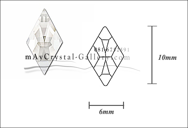 แพค 6 ชิ้น Swarovski Elements ก้นแบน = รูปทรงข้าวหลามตัด ขนาด 10mm