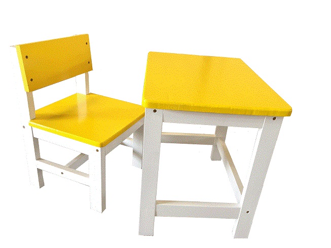 MD2-008 โต๊ะเก้าอี้นักเรียนไม้ยางพาราสีสัน ระดับอนุบาล