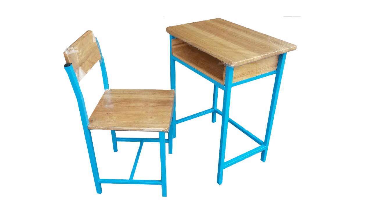 MD2-006 โต๊ะเก้าอี้นักเรียนไม้ยางพารา ขาเหล็กเหลี่ยม(เลือกสีได้) ระดับประถมศึกษา