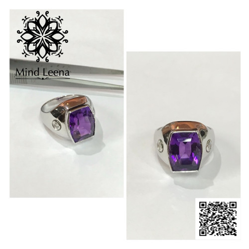 แหวนอเมทิสต์ประดับเพชรแท้