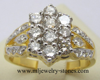 แหวนเพชรทรงข้าวหลามตัด เพชรเบลเยี่ยมรวมน้ำหนัก 1 กะรัต