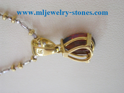 จี้พลอยโกเมนฝังเพชรแท้ 0.02 ตังค์ พลอยโกเมนทรงหยดน้ำ 1.26 กะรัต พลอยสวย สะอาด ไฟดี ตัวเรือนทอง 90 5