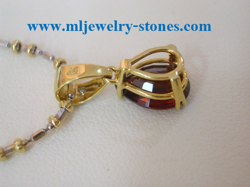 จี้พลอยโกเมนฝังเพชรแท้ 0.02 ตังค์ พลอยโกเมนทรงหยดน้ำ 1.26 กะรัต พลอยสวย สะอาด ไฟดี ตัวเรือนทอง 90 4