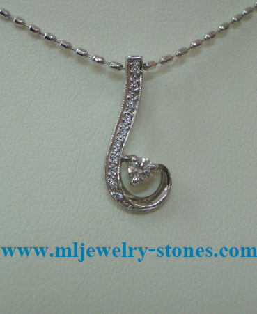 จี้ทองคำขาวเพชรแท้ แบบทันสมัย 0.13 cts