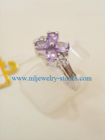 แหวนเงินแท้ 925 ประดับพลอยแท้อเมทิสต์ รูปดอกไม้ 1