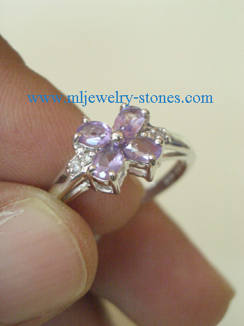แหวนเงินแท้ 925 ประดับพลอยแท้อเมทิสต์ รูปดอกไม้ 2