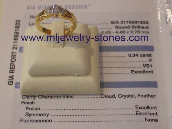แหวนเพชรแท้เบลเยี่ยม 0.44 กะรัต (มีใบเซอร์ GIA) 6