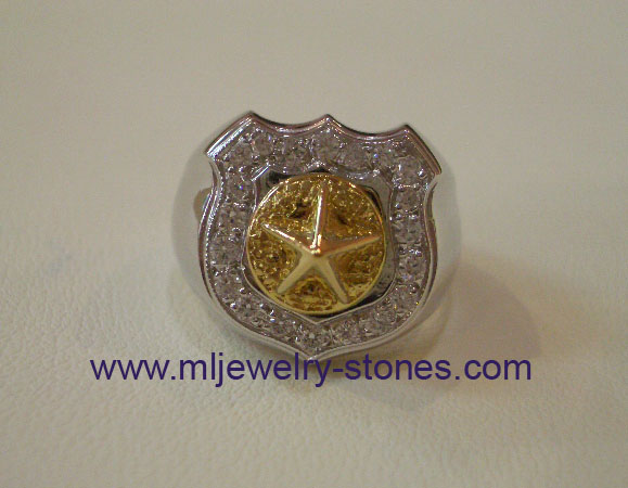 แหวนทหารล้อมเพชรสวิสตัวเรือนเงิน 1