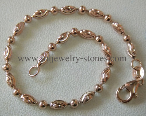 สร้อยข้อมือนากแท้พิงค์โกลด์