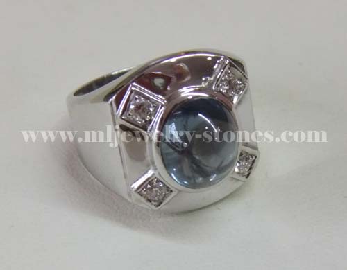 แหวนไพลินประดับเพชรแท้เบลเยี่ยม 0.20 cts.