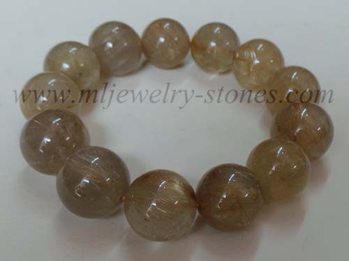 สร้อยข้อมือไหมทองบราซิล (Rutile quarts) ทรงกลม 17 มิล
