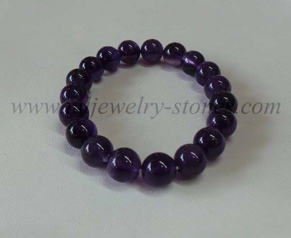 สร้อยข้อมืออเมทิสต์สีม่วงเข้มสีดีที่สุดสวยมากหรือเรียกกันว่าสีดอกตะแบก เจียรนัยทรงกลม ขนาด 10 มิล 3