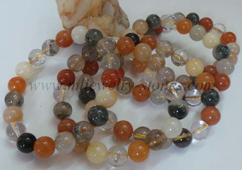 สร้อยข้อมือไหม 5 สี (Rutile quarts) ทรงกลม 9 มิล