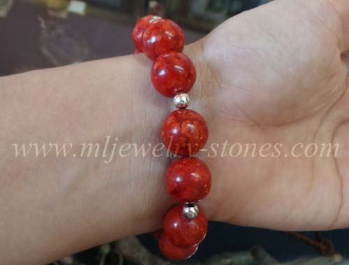 สร้อยข้อมือปะการังสีแดง(Calccareous Coral) 6