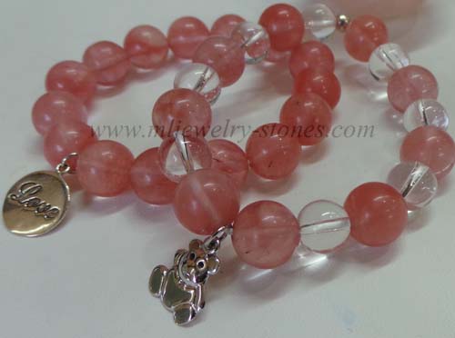 สร้อยข้อมือหินสตรอเบอร์รี่ควอทซ์ Strawberry Quartz  ขนาด 12 มิล 1