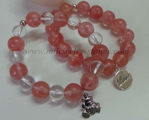 สร้อยข้อมือหินสตรอเบอร์รี่ควอทซ์ Strawberry Quartz  ขนาด 12 มิล 2