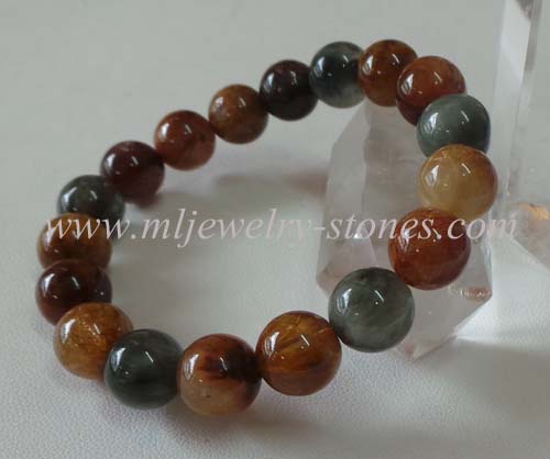 สร้อยข้อมือไหม 5 สี (Rutile quarts) ทรงกลม 10 มิล